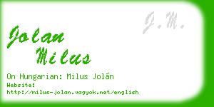 jolan milus business card